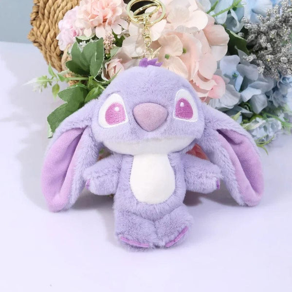 Planet Gates Purple Disney Kawaii Stitch Plush Keychain Toy Lovely Lilo & Stitch Doll Angel Plushies Cute Stuffed Bag Pendant Girls Birthday Gift