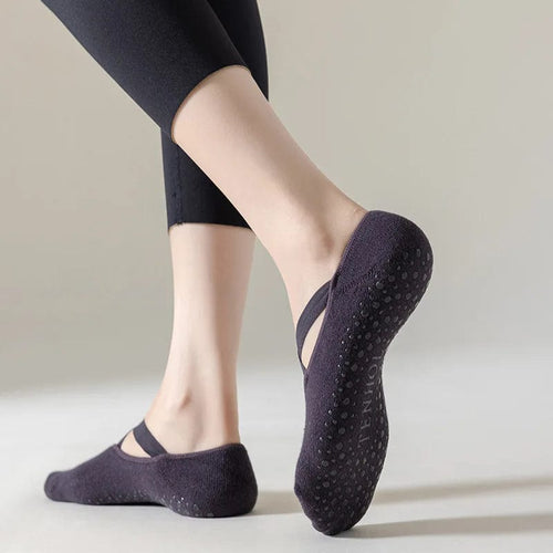 Planet Gates PURPLE / EUR 34-39 Yoga Socks Women Cotton Silicone Non-slip Pilates Grip Towel  No-Show Barre Sock