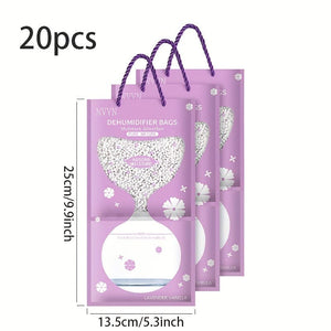 Planet Gates Purple Lavender Scent 100g / 20pcs 1/5/20pcs Dehumidifying Bag Mildew-proof Moisture-proof Agent Desiccant Household Hanging Moisture-absorbing Bag Wardrobe Dehumidifier Hanging Moisture-absorbing Bag Bag Household Dormitory Student Moisture-