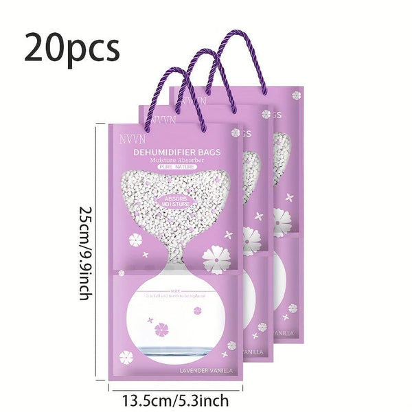 Planet Gates Purple Lavender Scent 100g / 20pcs 1/5/20pcs Dehumidifying Bag Mildew-proof Moisture-proof Agent Desiccant Household Hanging Moisture-absorbing Bag Wardrobe Dehumidifier Hanging Moisture-absorbing Bag Bag Household Dormitory Student Moisture-