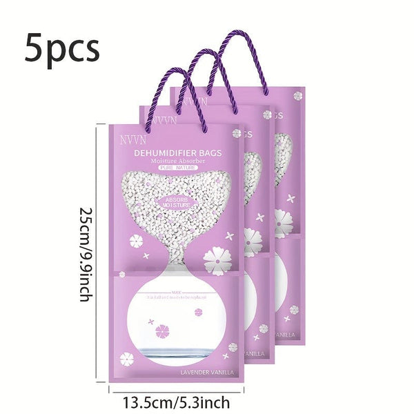 Planet Gates Purple Lavender Scent 100g / 5pcs 1/5/20pcs Dehumidifying Bag Mildew-proof Moisture-proof Agent Desiccant Household Hanging Moisture-absorbing Bag Wardrobe Dehumidifier Hanging Moisture-absorbing Bag Bag Household Dormitory Student Moisture-