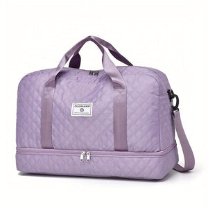 Planet Gates Purple Lightweight Argyle Pattern Luggage Bag, Large Capacity Travel Duffle Bag, Portable Overnight Bag