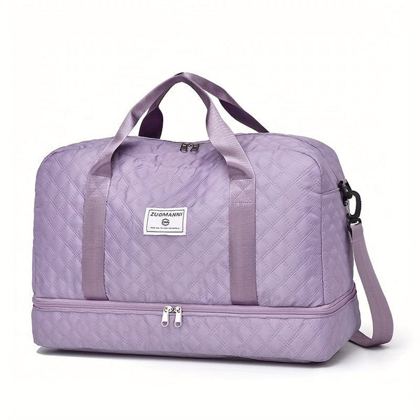 Planet Gates Purple Lightweight Argyle Pattern Luggage Bag, Large Capacity Travel Duffle Bag, Portable Overnight Bag