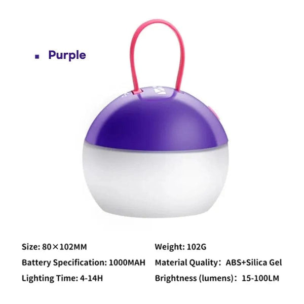 Planet Gates PURPLE MOBI GARDEN Camping Ran Camp Lighting LED Lantern Rechargeable Portable