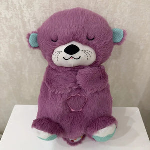 Planet Gates Purple New Baby Breath Baby Bear Soothes Otter Plush Toy Doll Toy Child Soothing Music Sleep Companion Sound And Light Doll Toy Gifts