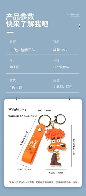 Planet Gates PURPLE New Inside Out 2 Keychain Figure Toy Joy Sadness Anger Disgust Fear Doll Anime Bag Keyring Toy Christmas Gifts