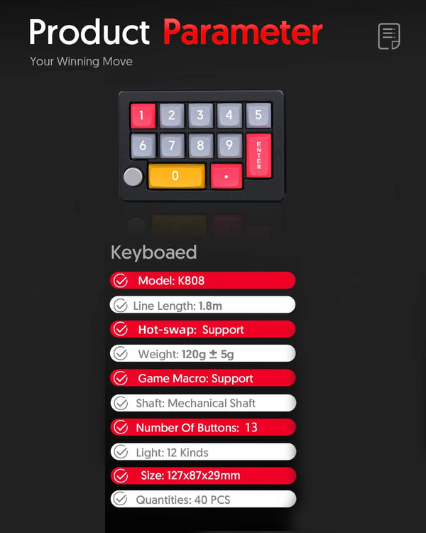 Planet Gates PURPLE / Red Switch / CN 13 Key Macro Programmable Fully Hot Swappable Mechanical Switch 7 Color RGB Light Gaming Mini Keyboard