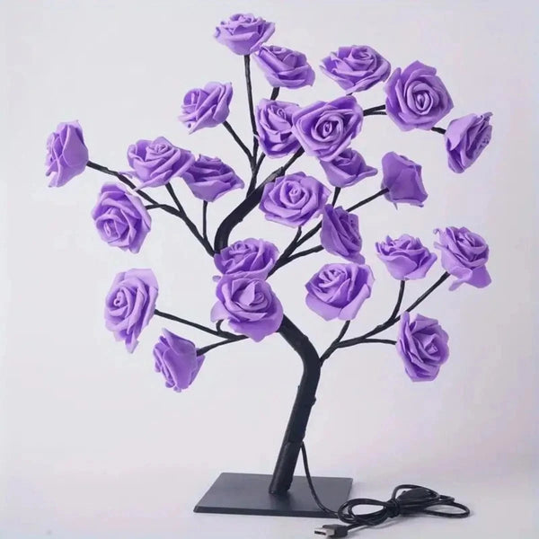 Planet Gates Purple Rose Tree Lamp, Flower Lamp For Valentine's Day Wedding Decor, DIY Branches Night Lights Tree Fairy Lamp For Bedroom Home Decor