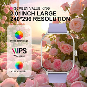 Planet Gates Purple Smart Watch Ftiness Tracker 2.01" Bluetooth Call SmartWatch for Men Women Kids Watch Pedometer IP68 Waterproof 123 Sports Modes