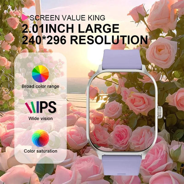 Planet Gates Purple Smart Watch Ftiness Tracker 2.01" Bluetooth Call SmartWatch for Men Women Kids Watch Pedometer IP68 Waterproof 123 Sports Modes