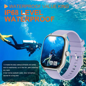 Planet Gates Purple Smart Watch Ftiness Tracker 2.01" Bluetooth Call SmartWatch for Men Women Kids Watch Pedometer IP68 Waterproof 123 Sports Modes