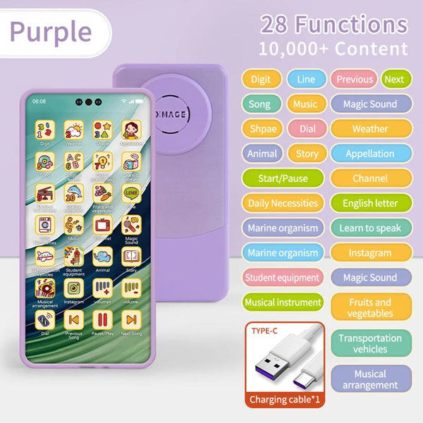 Planet Gates purple Toy Cell Phone Educational Toys Cellphone Baby Kid Educational Toy Phone Mobile Phone Model Toy for Children Birthday Xmas Gift