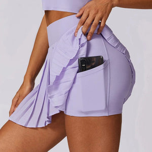 Planet Gates Purple / XL VITALINOVO Women's High Waisted Pleated Tennis Skirts with Pockets Tummy Control Casual Liner Skorts A Line Workout Golf Skirts