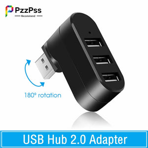 Planet Gates PzzPss USB Hub 2.0 Adapter Rotate High Speed U Disk Reader Splitter 3 Ports USB 2.0 For Computer PC Laptop Mac Mini Accessories
