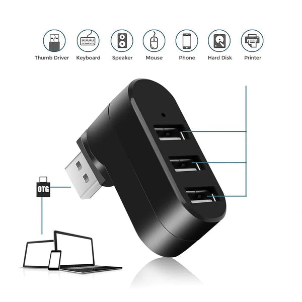Planet Gates PzzPss USB Hub 2.0 Adapter Rotate High Speed U Disk Reader Splitter 3 Ports USB 2.0 For Computer PC Laptop Mac Mini Accessories