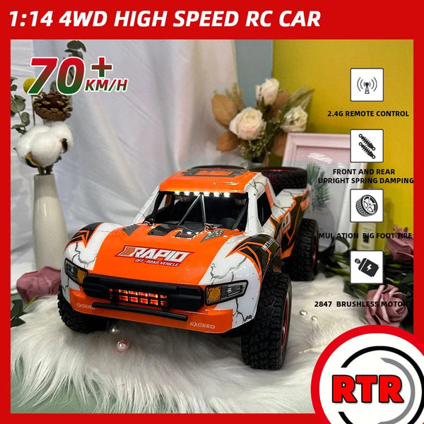 Planet Gates Q130 1:14 70KM/H 4WD RC Car With Light Brushless Motor Remote Control Cars High Speed Drift Monster Truck Toys for Adults Kids