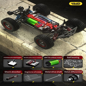 Planet Gates Q130 1:14 70KM/H 4WD RC Car With Light Brushless Motor Remote Control Cars High Speed Drift Monster Truck Toys for Adults Kids