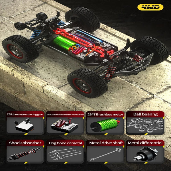 Planet Gates Q130 1:14 70KM/H 4WD RC Car With Light Brushless Motor Remote Control Cars High Speed Drift Monster Truck Toys for Adults Kids