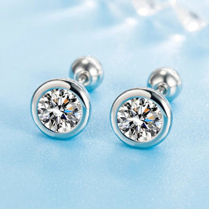 Planet Gates Q2 925 Sterling Silver Female Luxury Crystal Round Stud Earrings Vintage Wedding Jewelry White Zircon Stone Earrings Wholesale
