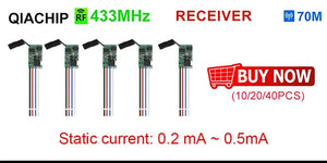 Planet Gates QA-R-012x40 / CHINA QIACHIP 40pcs 433.92Mhz Universal Wireless DC 3.6V-24V Remote Control Switch 1 CH RF Relay Receiver LED Light Controller DIY Kit