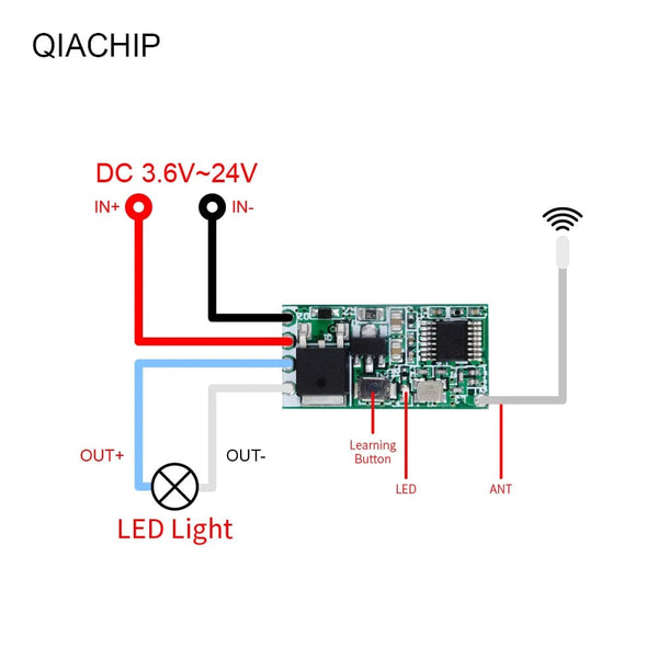 Planet Gates QA-R-012x40 / CHINA QIACHIP 40pcs 433.92Mhz Universal Wireless DC 3.6V-24V Remote Control Switch 1 CH RF Relay Receiver LED Light Controller DIY Kit