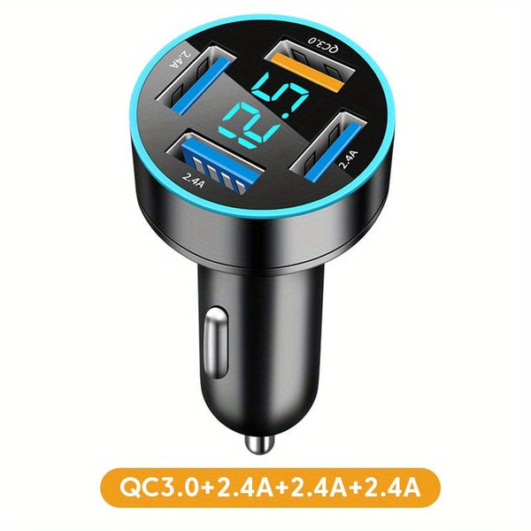 Planet Gates QC3.0+2.4A+2.4A+2.4A 66W PD20W QC3.0 SCP AFC Super Fast Car Charger: Get Lightning-Fast Charging For Your iPhone/iPad, Samsung, Android & More - With Digital Display!