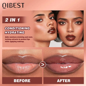 Planet Gates QIBEST Watery Crystal Clear Jelly Lip Oil Lip Balm Moisturizing Smoothing Lip Lines Jelly Pout Lip Gloss Glass Tinted Lip Glaze