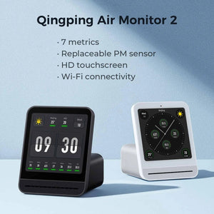 Planet Gates Qingping Air Detector 2 Smart Home Touch Screen Control Temperature Humidity Sensor CO2 PM2.5 Quality Monitor Work With Mijia Ap