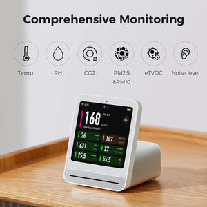 Planet Gates Qingping Air Detector 2 Smart Home Touch Screen Control Temperature Humidity Sensor CO2 PM2.5 Quality Monitor Work With Mijia Ap