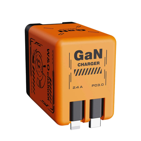 Planet Gates Qrange-US Plug W&O GaN Fast Charging 20W Cable Type C and Lightning Liquid Silicone Cable for iPhone 14 15 Pro Max Xiaomi Realme Redmi ﻿