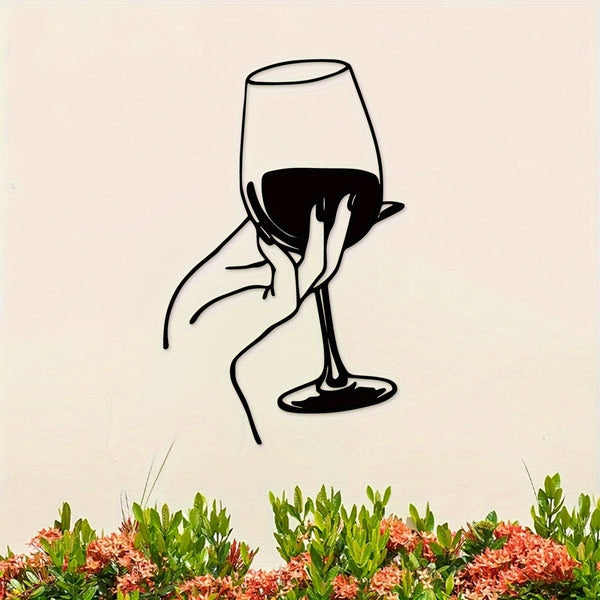 Planet Gates QSYZ215 1pc Wine Lover Lady Hand Metal Wall Decor, Metal Wall Art, Metal Wall Hanging, Unique Home, Home Decor, Scene Decor, Theme Party Decor, Wall Decor