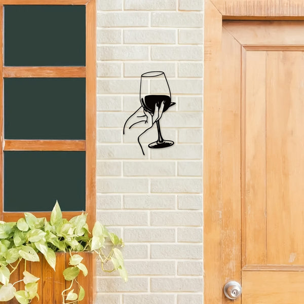 Planet Gates QSYZ215 1pc Wine Lover Lady Hand Metal Wall Decor, Metal Wall Art, Metal Wall Hanging, Unique Home, Home Decor, Scene Decor, Theme Party Decor, Wall Decor
