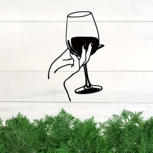 Planet Gates QSYZ215 1pc Wine Lover Lady Hand Metal Wall Decor, Metal Wall Art, Metal Wall Hanging, Unique Home, Home Decor, Scene Decor, Theme Party Decor, Wall Decor