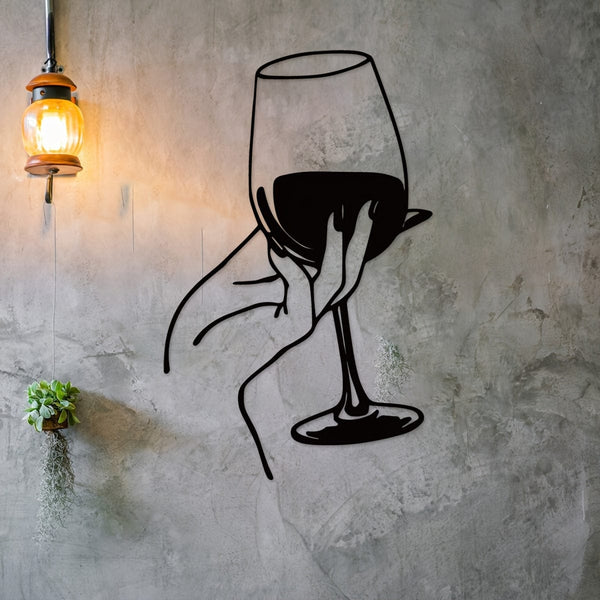 Planet Gates QSYZ215 1pc Wine Lover Lady Hand Metal Wall Decor, Metal Wall Art, Metal Wall Hanging, Unique Home, Home Decor, Scene Decor, Theme Party Decor, Wall Decor
