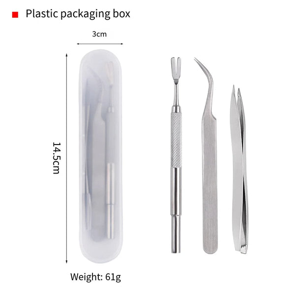 Planet Gates Quality Stainless Steel Pet Flea Remover Tool Scratching Hook Tweezers Clips Set Cat Dog Tick Removal Tool Pet Grooming Supplies