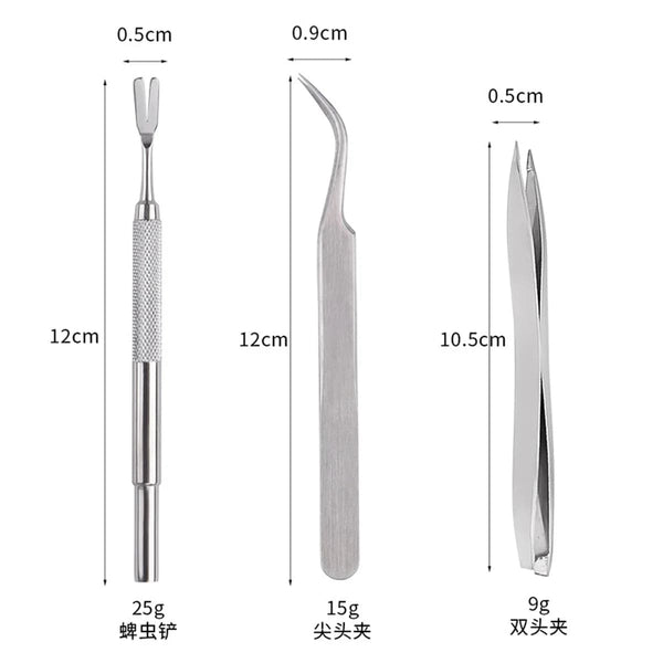 Planet Gates Quality Stainless Steel Pet Flea Remover Tool Scratching Hook Tweezers Clips Set Cat Dog Tick Removal Tool Pet Grooming Supplies