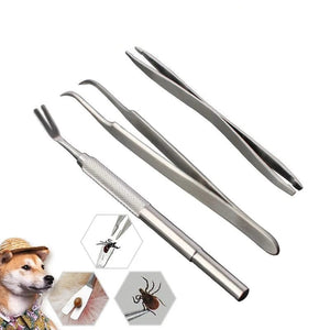 Planet Gates Quality Stainless Steel Pet Flea Remover Tool Scratching Hook Tweezers Clips Set Cat Dog Tick Removal Tool Pet Grooming Supplies