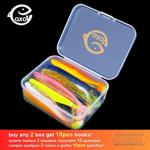 Planet Gates QXO Fishing Soft Lure Worm With Box Silicone Bait Swimbait Streamer Sea Fishing Spoon Lure 7cm 10cm Wobbler Set