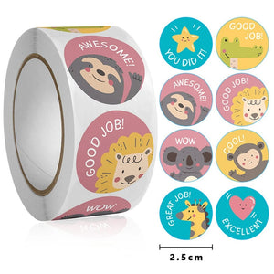 Planet Gates QY1720-300pcs 50-500pcs 1inch Round Cartoon Toys Animal stickers for kids Teacher Reward Encourage Sticker Office Seal label Animal label