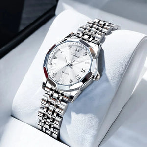 Planet Gates R-silver white / CHINA OLEVS Elegant Fashion Women's Watches Luxury Brand Original Quartz Watch for Ladies Waterproof Stainless Steel Luminous Date