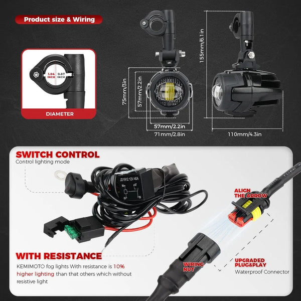 Planet Gates R1200GS 40W Motorcycle LED Fog Lights Auxiliary Assembliy For BMW R1200GS F850GS F750GS F 850GS 750GS 1250GS GS LC Adventure