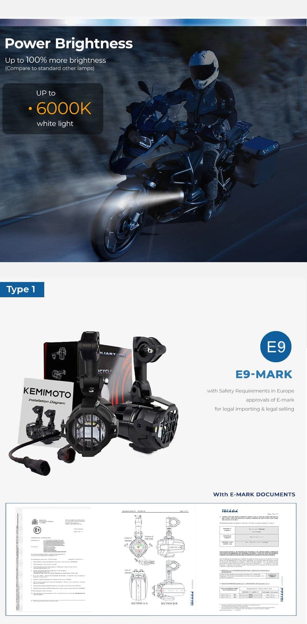 Planet Gates R1200GS 40W Motorcycle LED Fog Lights Auxiliary Assembliy For BMW R1200GS F850GS F750GS F 850GS 750GS 1250GS GS LC Adventure