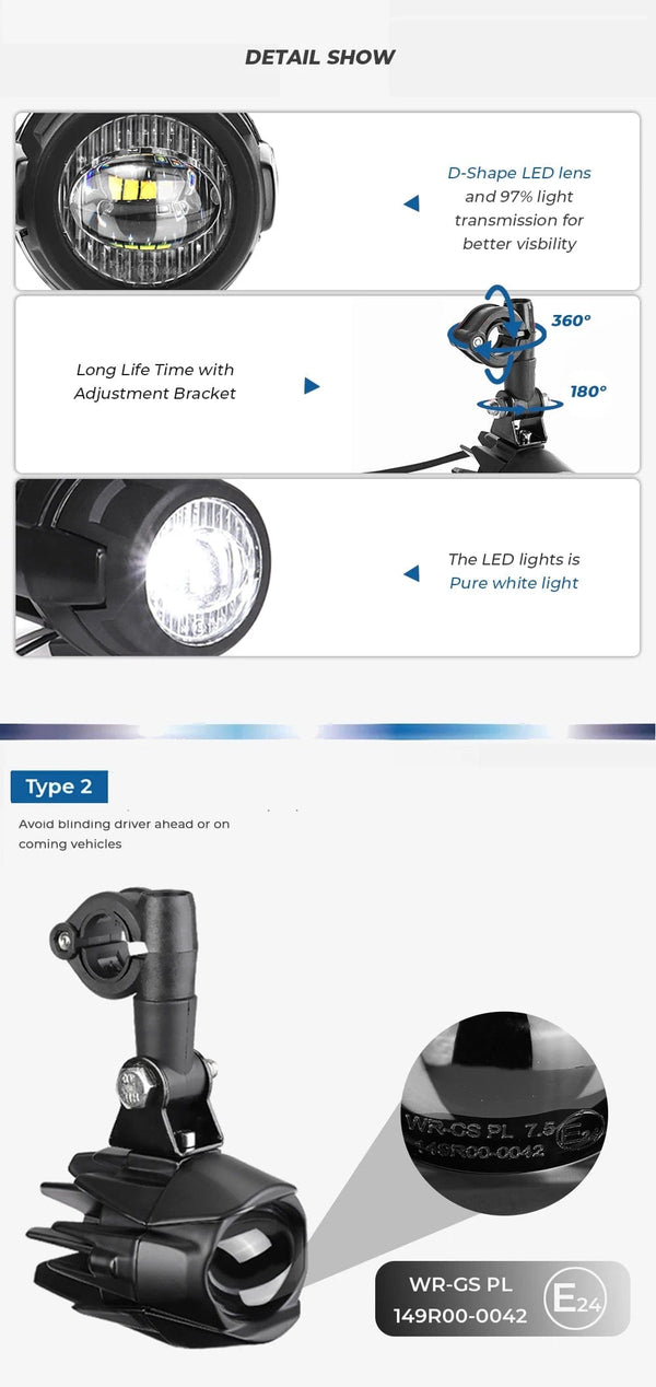 Planet Gates R1200GS 40W Motorcycle LED Fog Lights Auxiliary Assembliy For BMW R1200GS F850GS F750GS F 850GS 750GS 1250GS GS LC Adventure