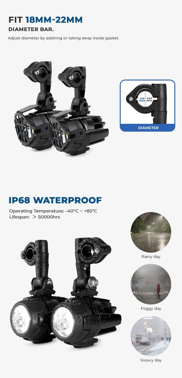 Planet Gates R1200GS 40W Motorcycle LED Fog Lights Auxiliary Assembliy For BMW R1200GS F850GS F750GS F 850GS 750GS 1250GS GS LC Adventure