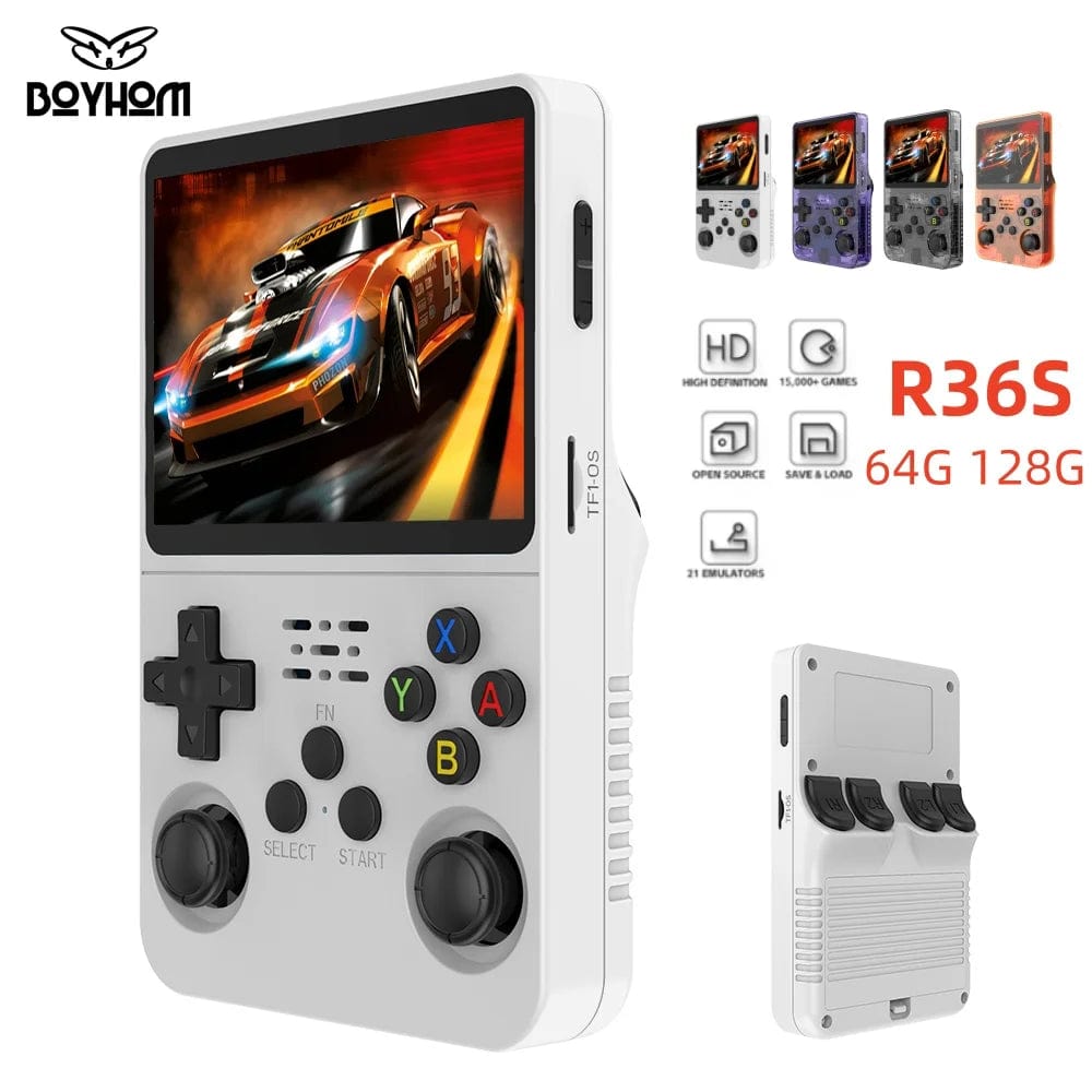 Planet Gates R36S Orange 128G Open Source R36S Retro Handheld Video Game Console Linux System 3.5 Inch IPS Screen Portable Pocket Video Player 64GB 128G Games