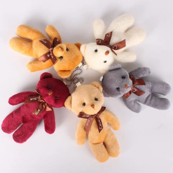 Planet Gates rabbit-white / 6pcs a pack 5/52pcs Bears Stuffed Plush Toy Mini Bear Doll Toy Keychain Bag Pendant Wedding Decoration Children Birthday Party Gifts