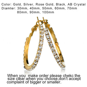 Planet Gates Raexrage 30-100mm Fashion Hoops Earrings With Rhinestone Circle Crystal Earrings Big Basketball Wives CZ Hiphop Earrings Women