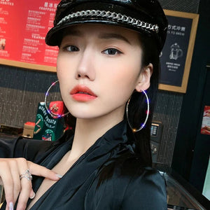 Planet Gates Raexrage 30-100mm Fashion Hoops Earrings With Rhinestone Circle Crystal Earrings Big Basketball Wives CZ Hiphop Earrings Women