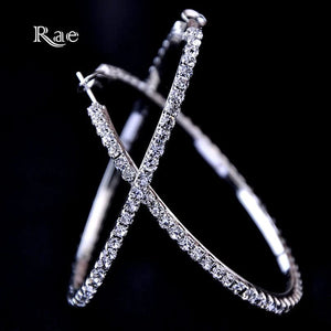 Planet Gates Raexrage 30-100mm Fashion Hoops Earrings With Rhinestone Circle Crystal Earrings Big Basketball Wives CZ Hiphop Earrings Women