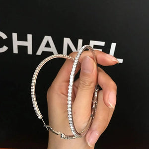 Planet Gates Raexrage 30-100mm Fashion Hoops Earrings With Rhinestone Circle Crystal Earrings Big Basketball Wives CZ Hiphop Earrings Women